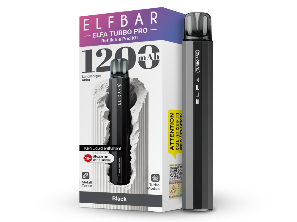 Elfbar - Elfa Turbo Pro E-Zigaretten Set Black 10er Packung