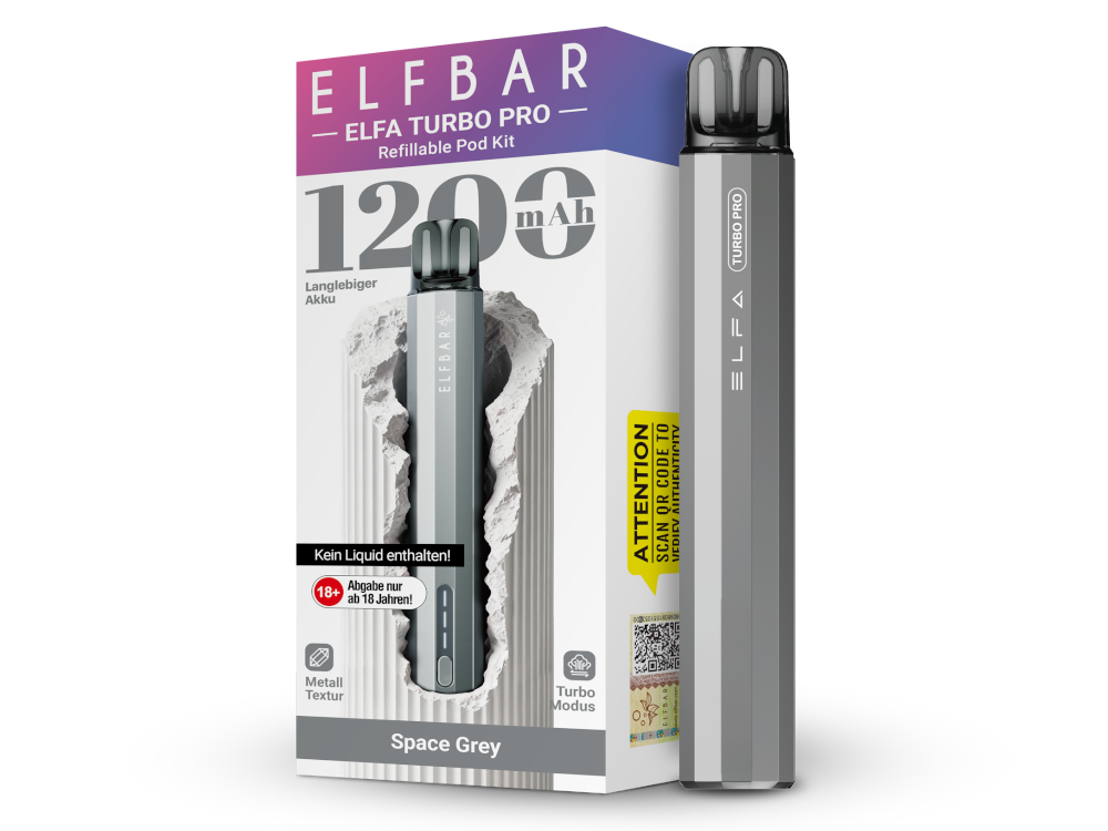 Elfbar - Elfa Turbo Pro E-Zigaretten Set Space Grey 100er Packung