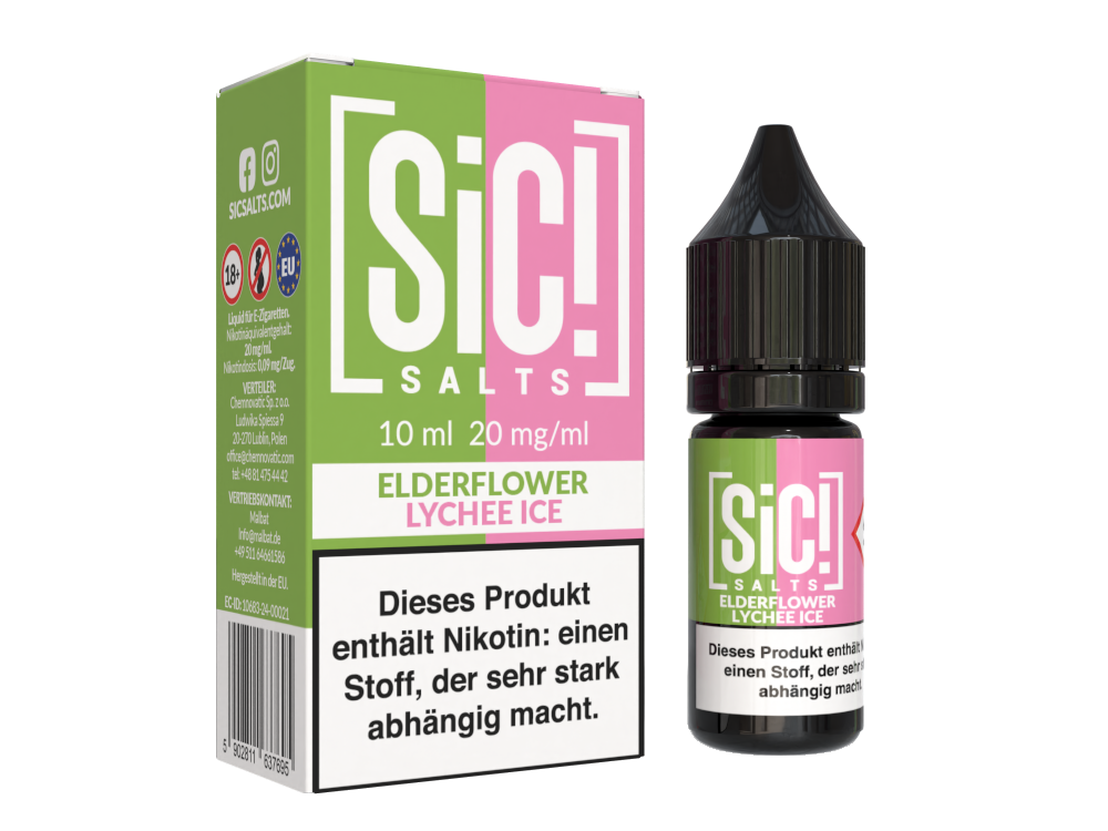 SiC! Salts - Elderflower Lychee Ice - Nikotinsalz Liquid 20 mg/ml 5er Packung