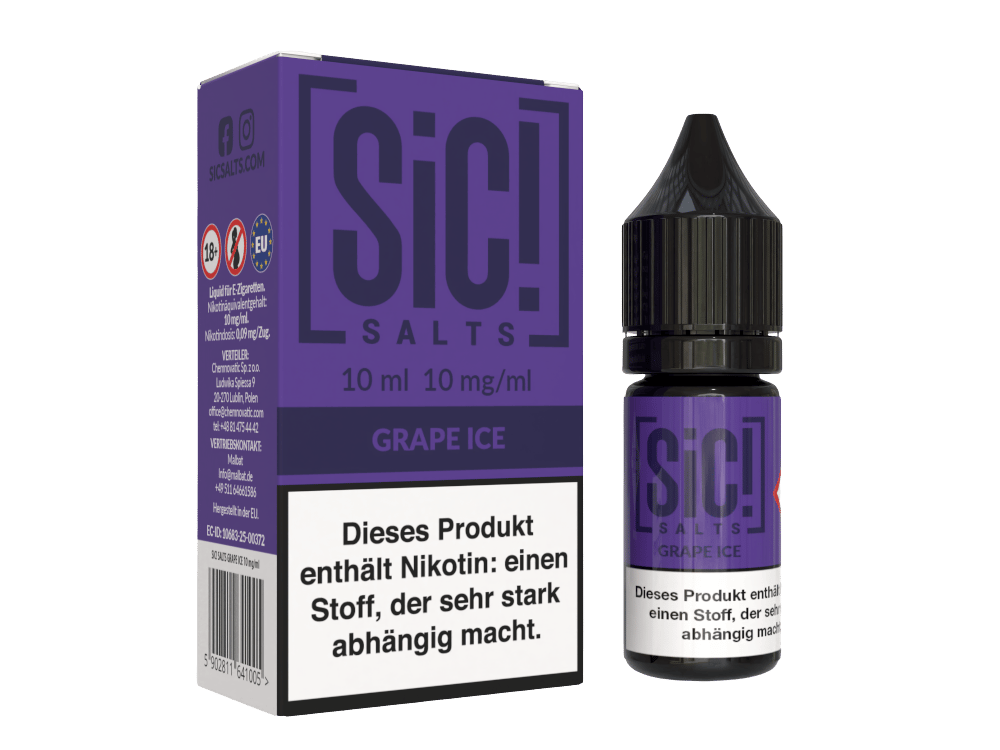 SiC! Salts - Grape Ice - Nikotinsalz Liquid 10 mg/ml 5er Packung