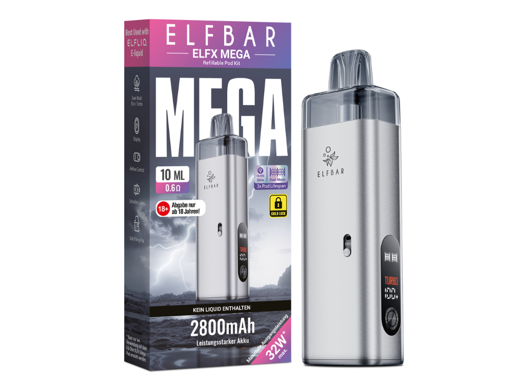 Elfbar - Elfx Mega E-Zigaretten Set Silver 100er Packung