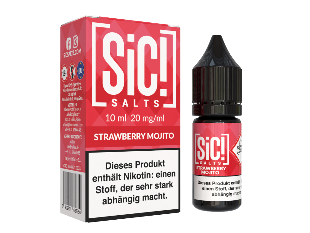 SiC! Salts - Strawberry Mojito - Nikotinsalz Liquid 20 mg/ml 5er Packung
