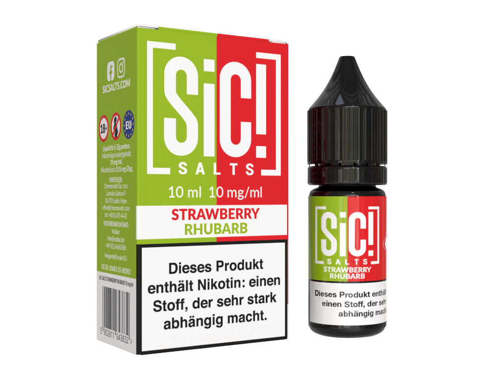SiC! Salts - Strawberry Rhubarb - Nikotinsalz Liquid 10 mg/ml 5er Packung