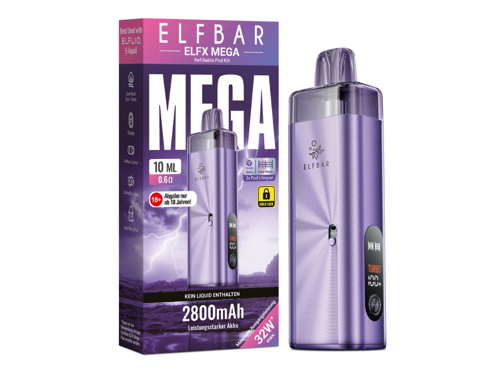 Elfbar - Elfx Mega E-Zigaretten Set Purple 100er Packung