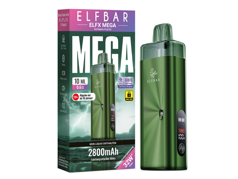 Elfbar - Elfx Mega E-Zigaretten Set Green 100er Packung
