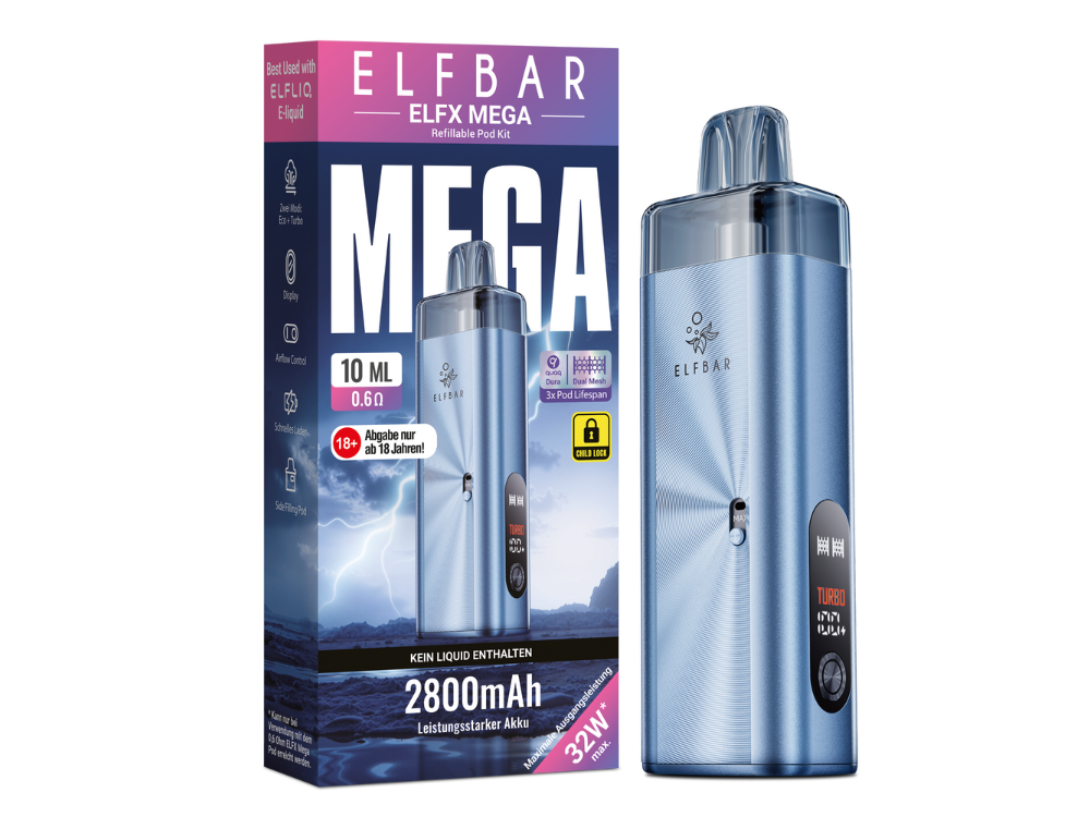 Elfbar - Elfx Mega E-Zigaretten Set Cyan 5er Packung