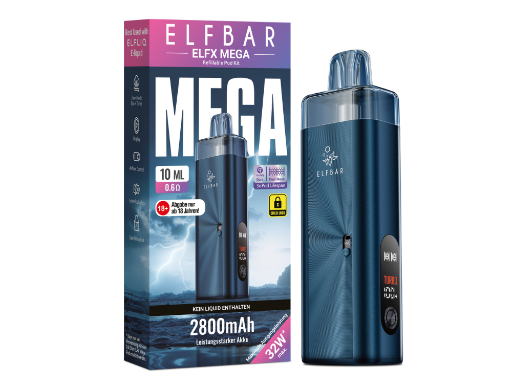 Elfbar - Elfx Mega E-Zigaretten Set Navy 100er Packung