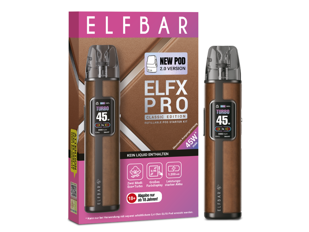 Elfbar - Elfx Pro Classic Edition E-Zigaretten Set Cowboy Brown 100er Packung