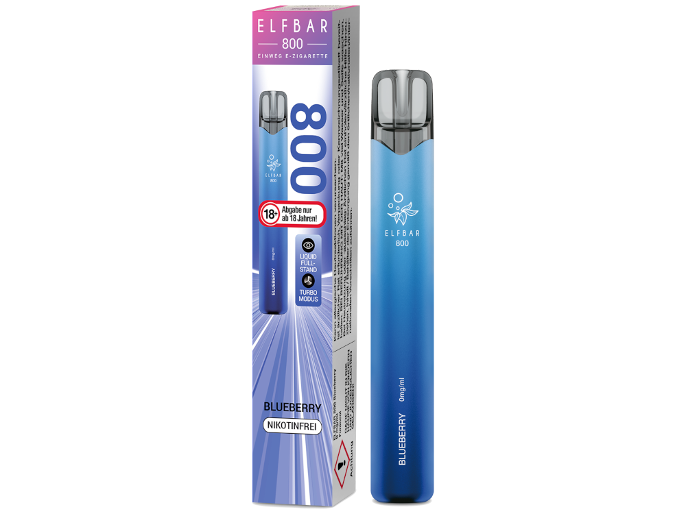 Elfbar 800 Einweg E-Zigarette - Blueberry 0 mg/ml 10er Packung