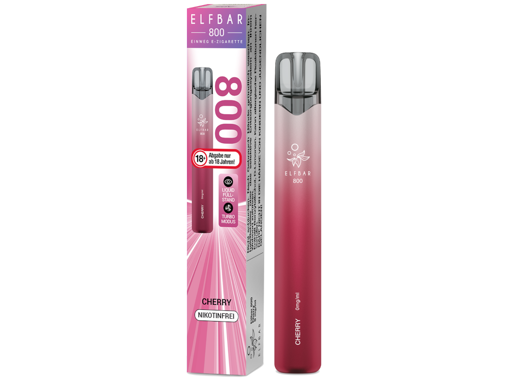 Elfbar 800 Einweg E-Zigarette - Cherry 0 mg/ml 10er Packung