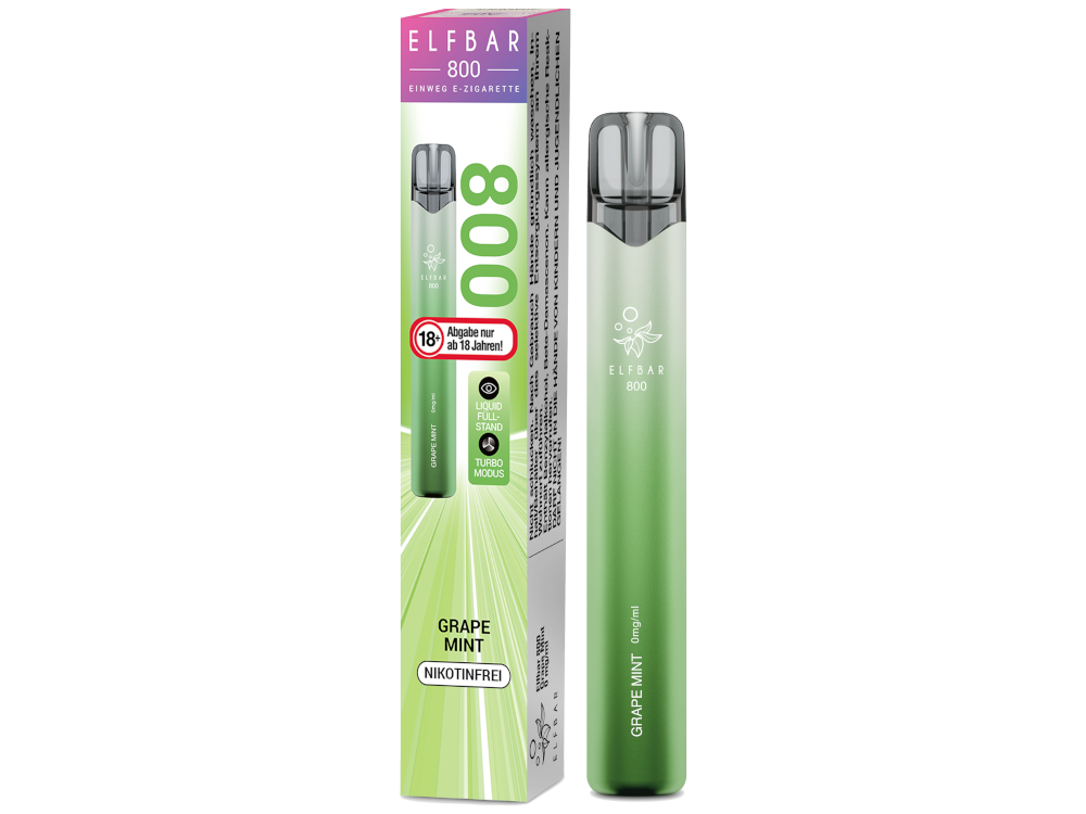 Elfbar 800 Einweg E-Zigarette - Grape Mint 0 mg/ml 10er Packung