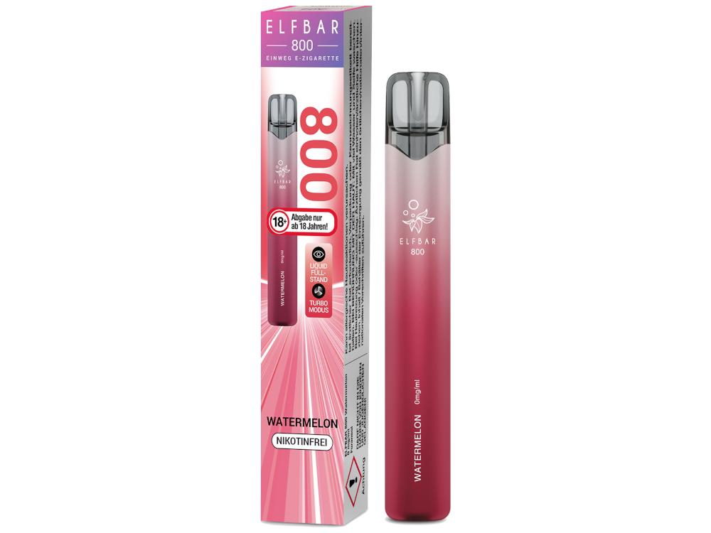 Elfbar 800 Einweg E-Zigarette - Watermelon 0 mg/ml 10er Packung