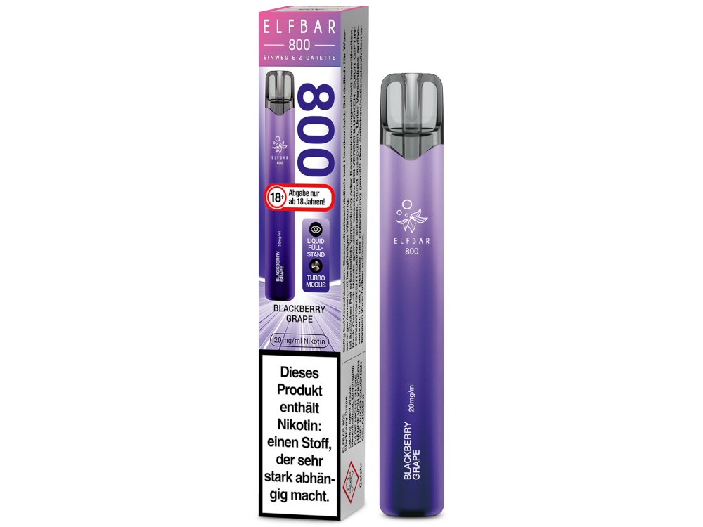 Elfbar 800 Einweg E-Zigarette - Blackberry Grape 20 mg/ml 10er Packung
