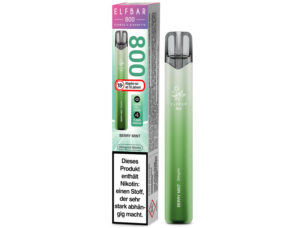 Elfbar 800 Einweg E-Zigarette - Berry Mint 20 mg/ml 400er Packung