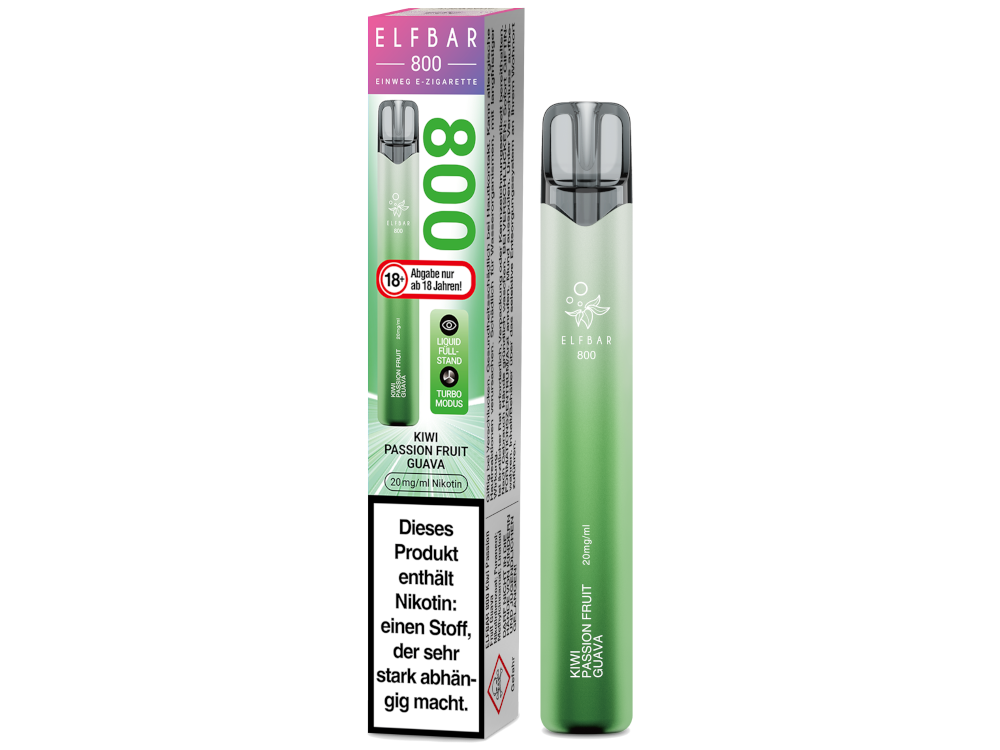 Elfbar 800 Einweg E-Zigarette - Kiwi Passion Fruit Guava 20 mg/ml 400er Packung