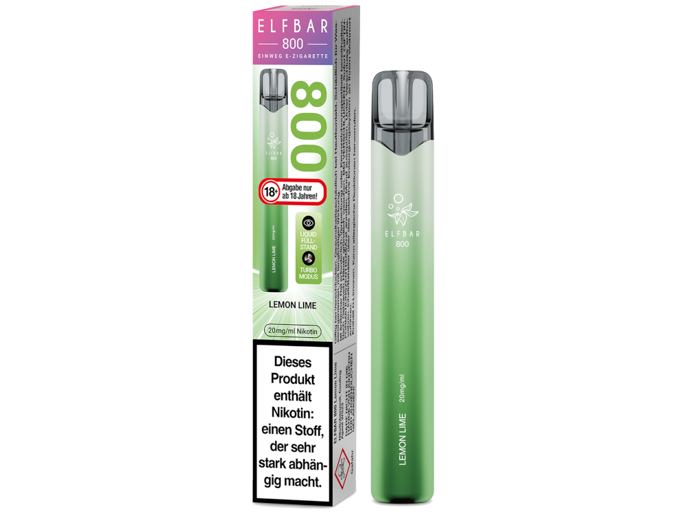 Elfbar 800 Einweg E-Zigarette - Lemon Lime 20 mg/ml 10er Packung