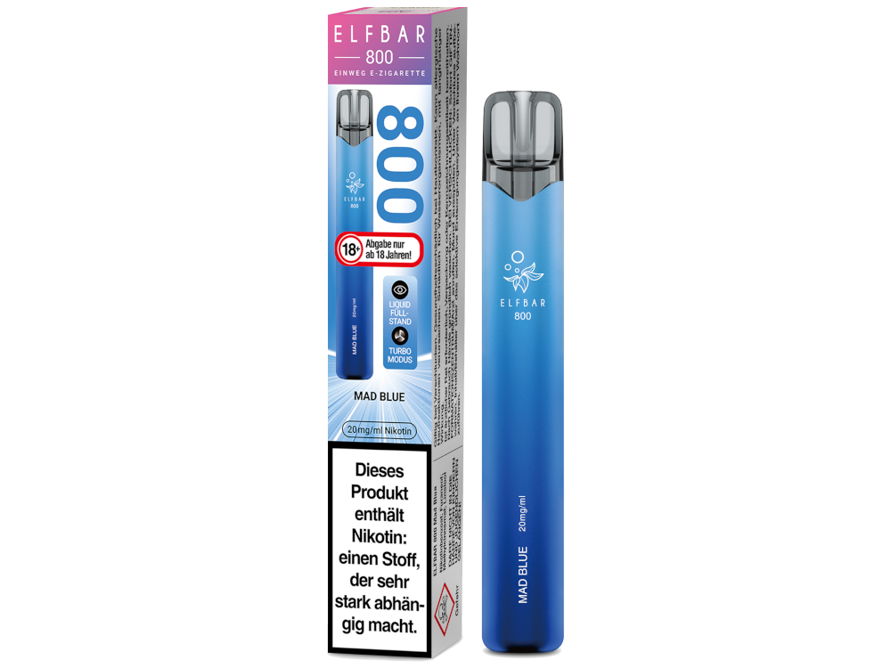 Elfbar 800 Einweg E-Zigarette - Mad Blue 20 mg/ml 10er Packung