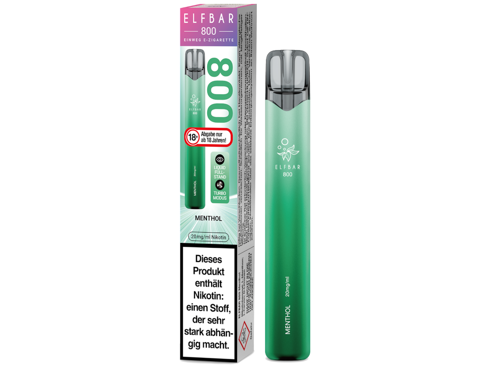 Elfbar 800 Einweg E-Zigarette - Menthol 20 mg/ml 10er Packung