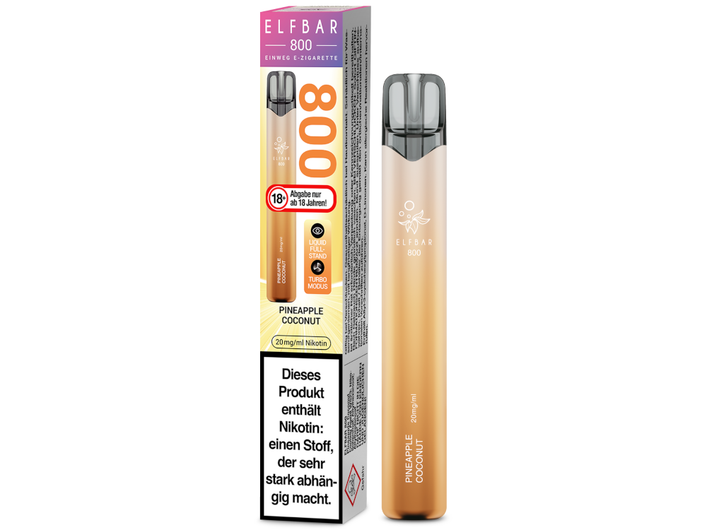 Elfbar 800 Einweg E-Zigarette - Pineapple Coconut 20 mg/ml 10er Packung