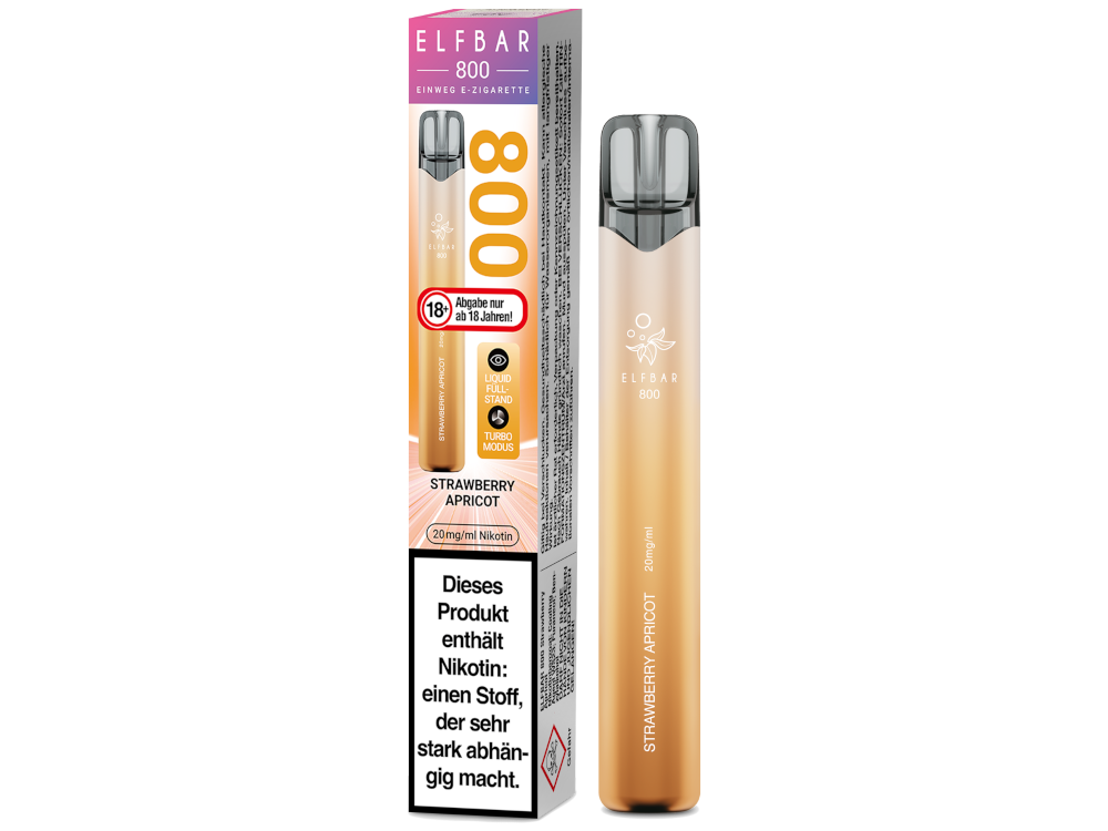 Elfbar 800 Einweg E-Zigarette - Strawberry Apricot 20 mg/ml 400er Packung