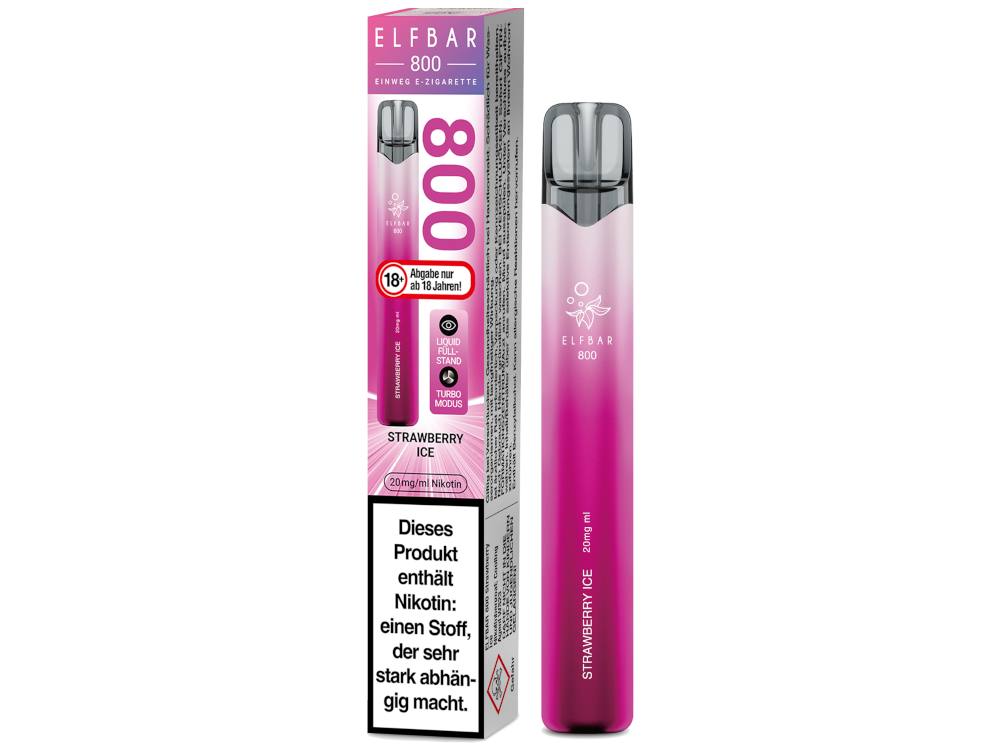 Elfbar 800 Einweg E-Zigarette - Strawberry Ice 20 mg/ml 400er Packung