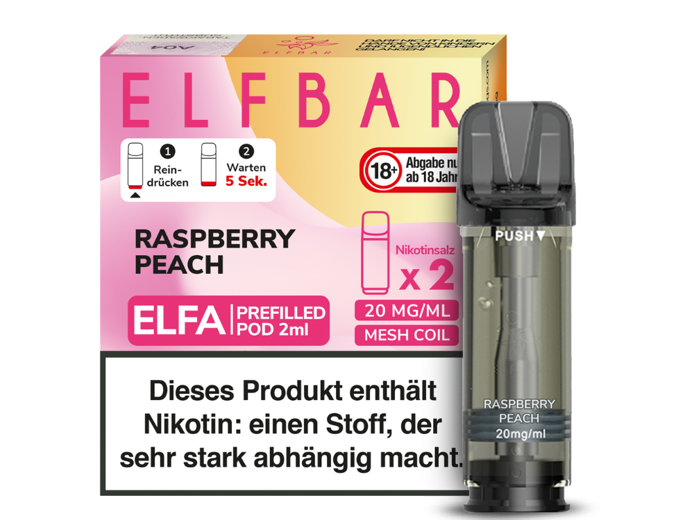 Elfbar - Elfa Pod Raspberry Peach 20 mg/ml (2 Stück pro Packung) 10er Packung