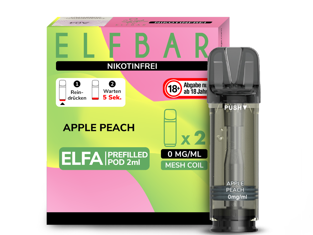 Elfbar - Elfa Pod Apple Peach 0 mg/ml (2 Stück pro Packung) 400er Packung