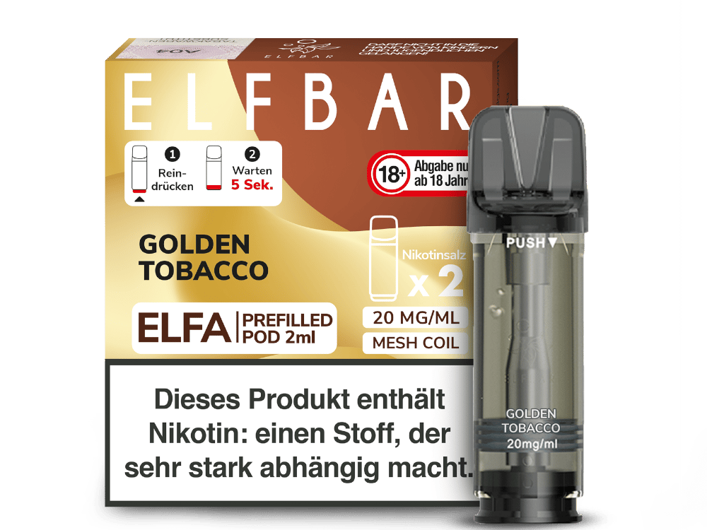 Elfbar - Elfa Pod Golden Tobacco 20 mg/ml (2 Stück pro Packung) 400er Packung