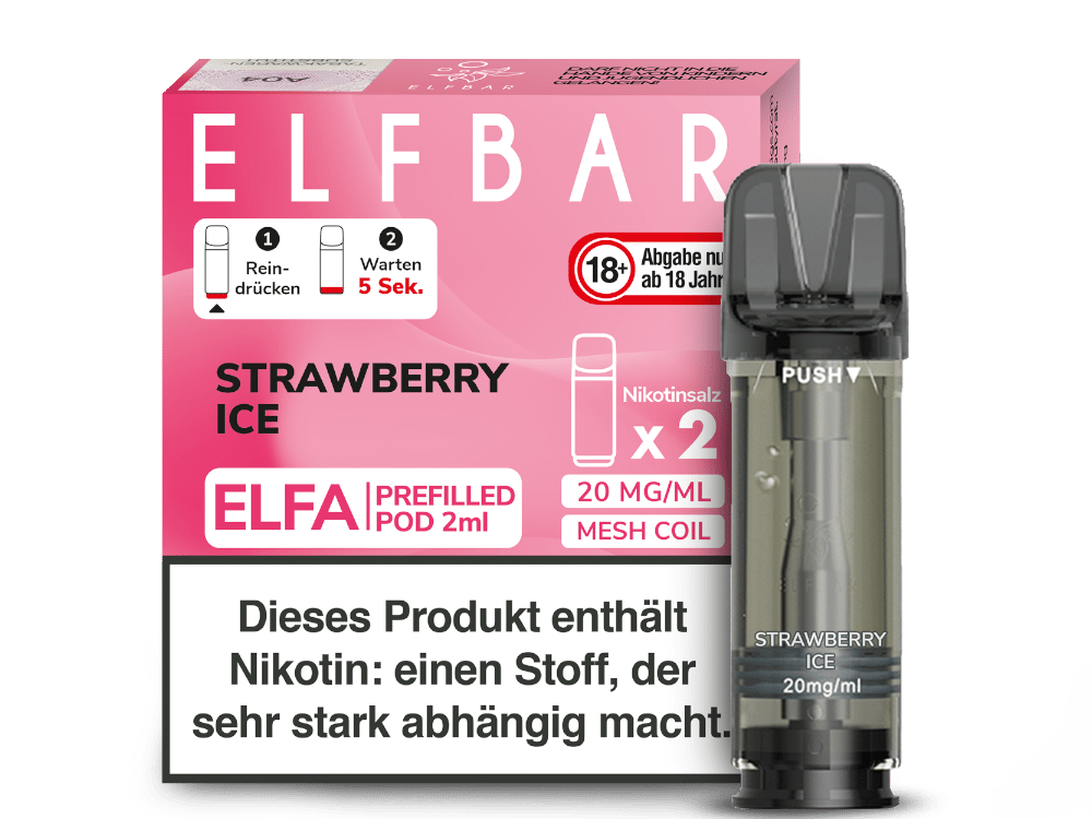 Elfbar - Elfa Pod Strawberry Ice 20 mg/ml (2 Stück pro Packung) 400er Packung