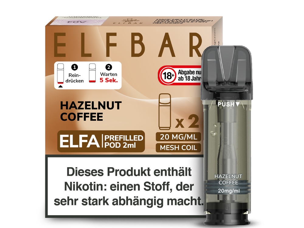 Elfbar - Elfa Pod Hazelnut Coffee 20 mg/ml (2 Stück pro Packung) 10er Packung