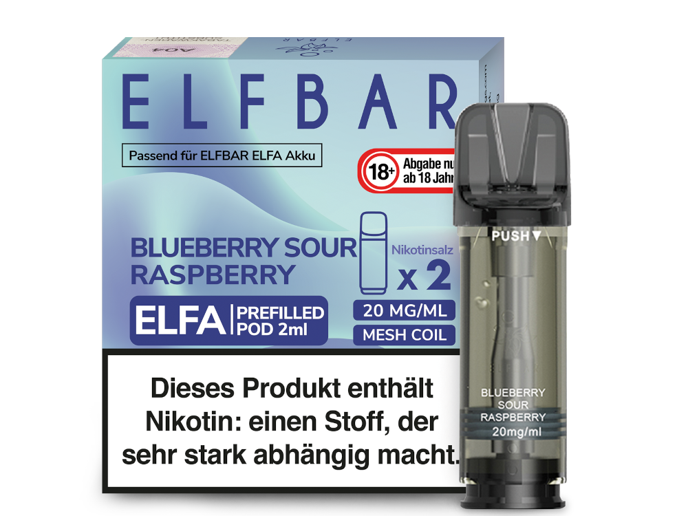 Elfbar - Elfa Pod Blueberry Sour Raspberry 20 mg/ml (2 Stück pro Packung) 10er Packung