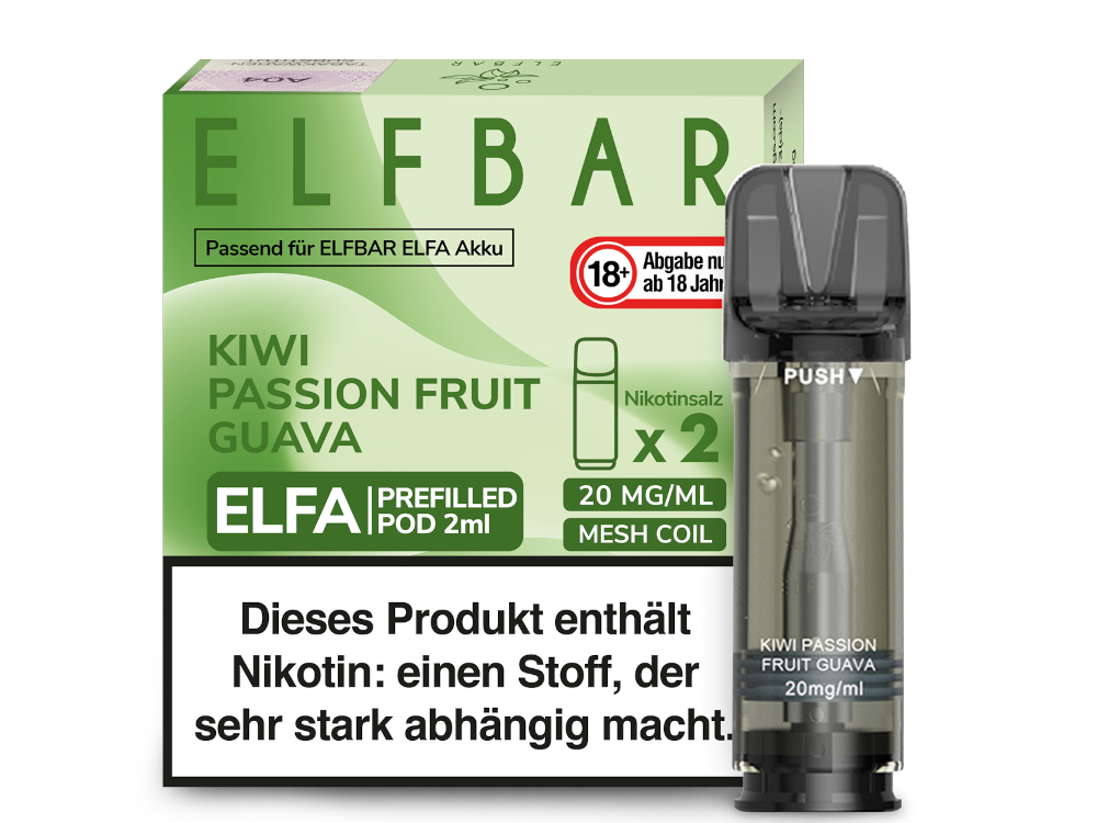 Elfbar - Elfa Pod Kiwi Passion Fruit Guava 20 mg/ml (2 Stück pro Packung) 10er Packung