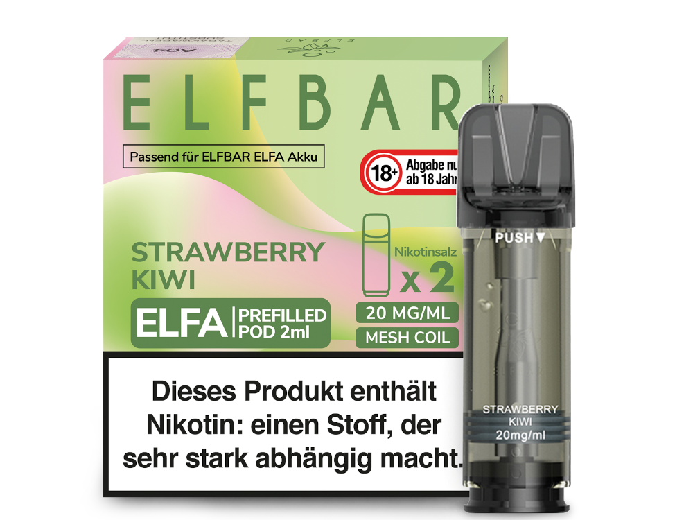 Elfbar - Elfa Pod Strawberry Kiwi 20 mg/ml (2 Stück pro Packung) 10er Packung