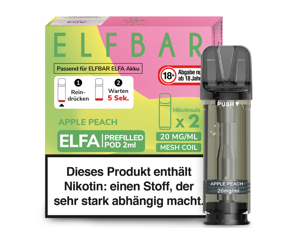 Elfbar - Elfa Pod Apple Peach 20 mg/ml (2 Stück pro Packung) 400er Packung