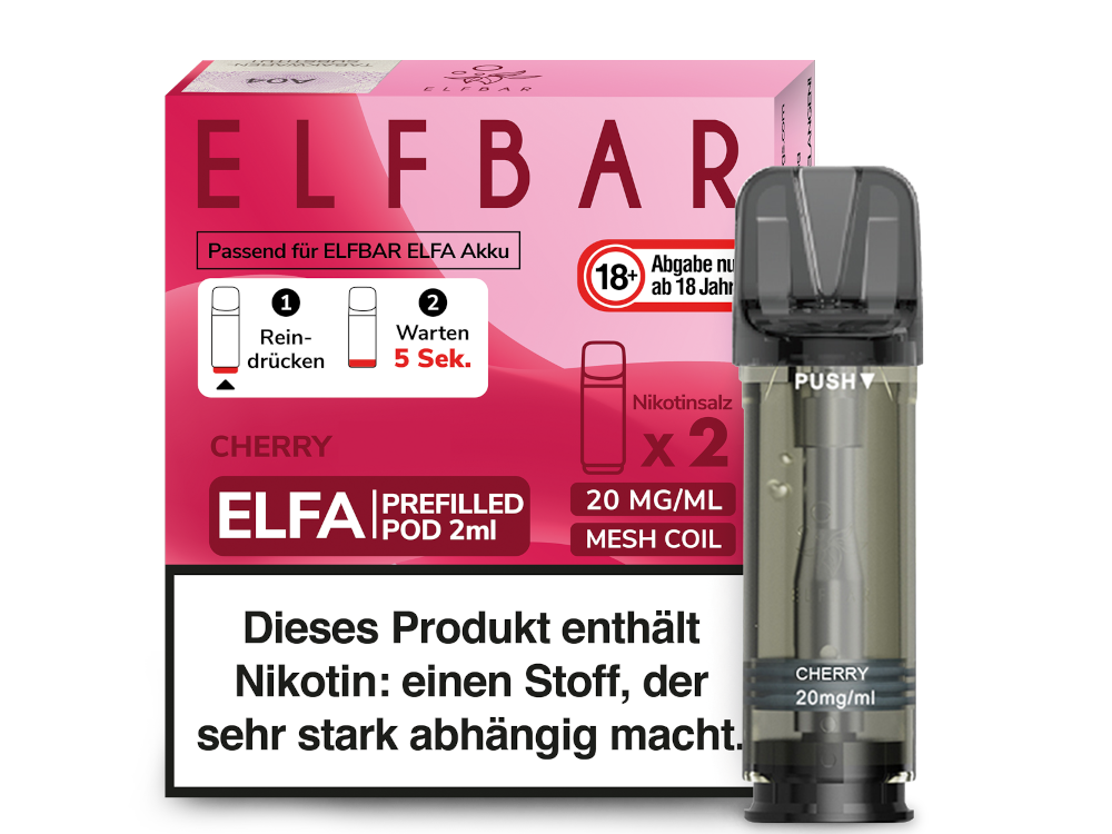 Elfbar - Elfa Pod Cherry 20 mg/ml (2 Stück pro Packung) 400er Packung