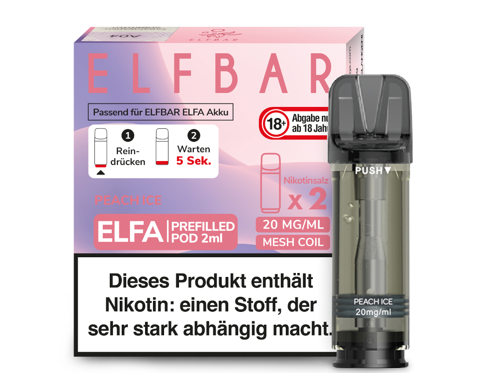 Elfbar - Elfa Pod Peach Ice 20 mg/ml (2 Stück pro Packung) 400er Packung