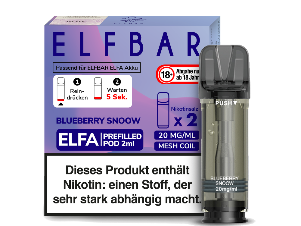 Elfbar - Elfa Pod Blueberry Snoow 20 mg/ml (2 Stück pro Packung) 400er Packung