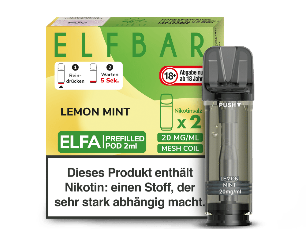 Elfbar - Elfa Pod Lemon Mint 20 mg/ml (2 Stück pro Packung) 400er Packung