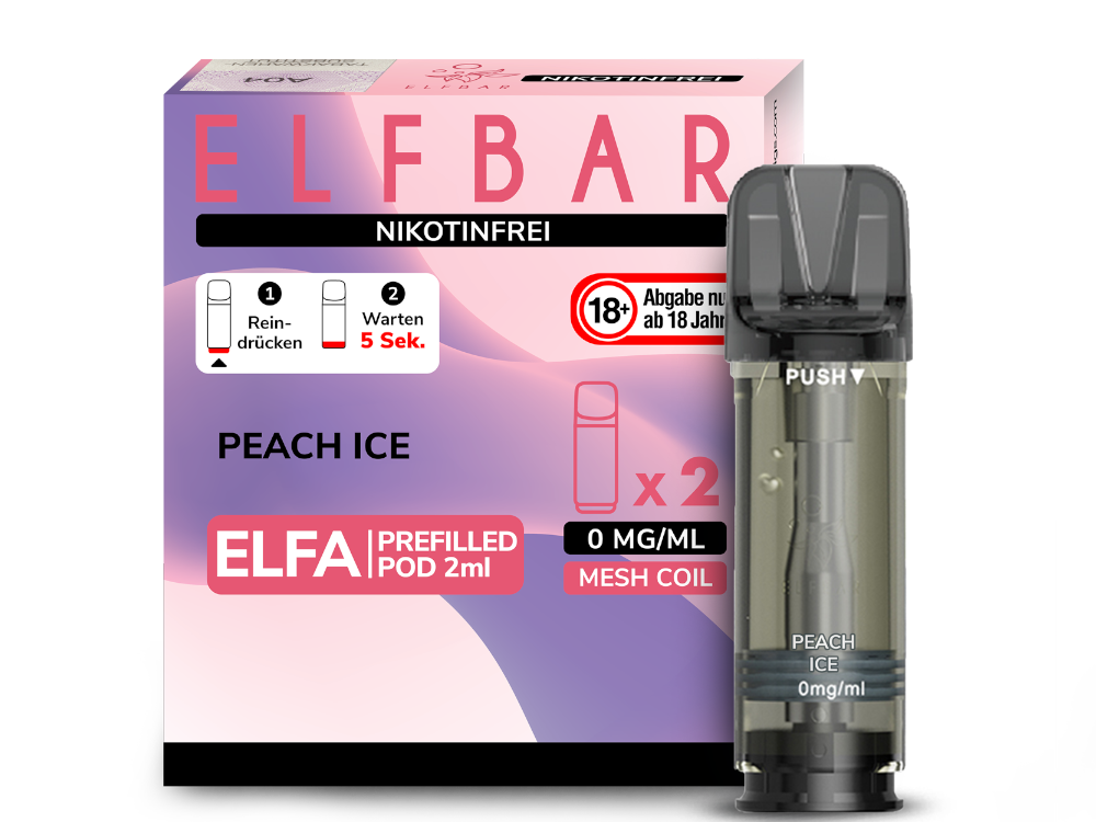 Elfbar - Elfa Pod Peach Ice 0 mg/ml (2 Stück pro Packung) 400er Packung