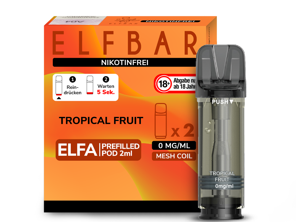 Elfbar - Elfa Pod Tropical Fruit 0 mg/ml (2 Stück pro Packung) 10er Packung