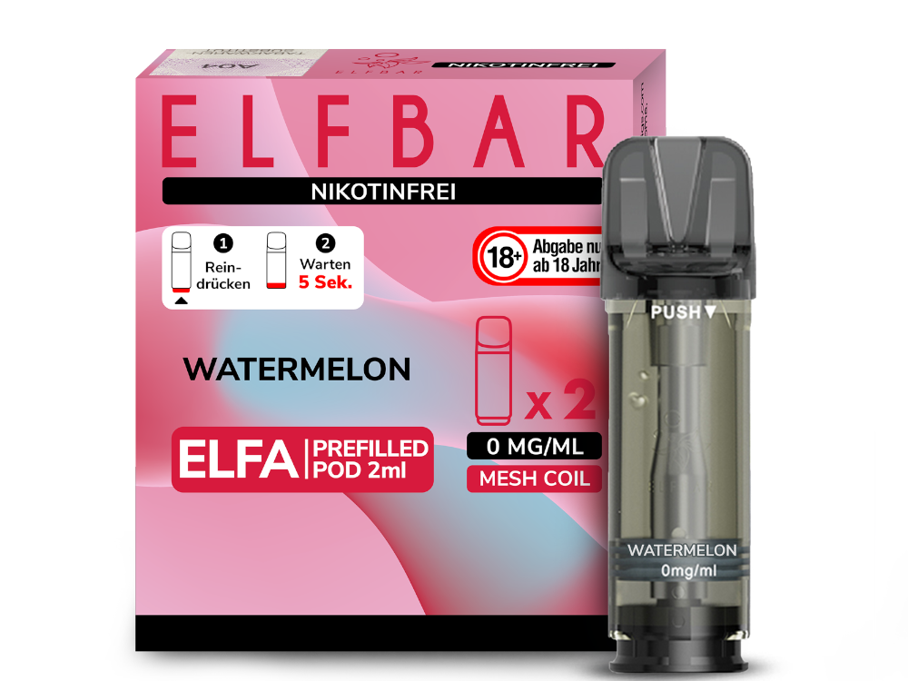 Elfbar - Elfa Pod Watermelon 0 mg/ml (2 Stück pro Packung) 10er Packung
