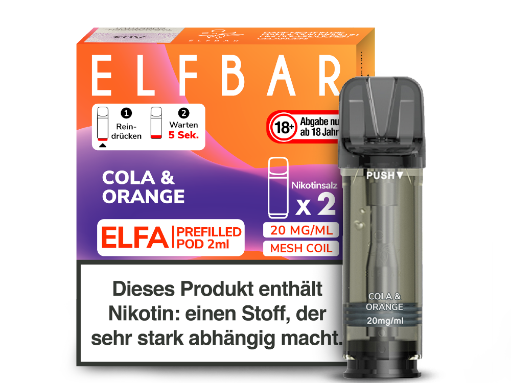 Elfbar - Elfa Pod Cola & Orange 20 mg/ml (2 Stück pro Packung) 10er Packung