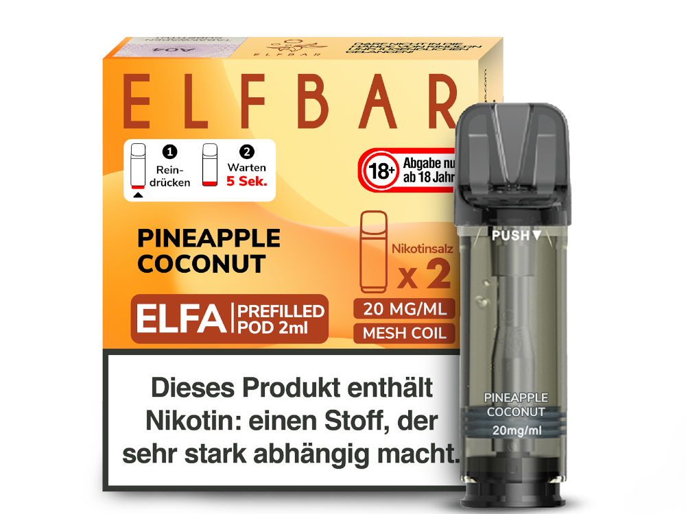 Elfbar - Elfa Pod Pineapple Coconut 20 mg/ml (2 Stück pro Packung) 10er Packung