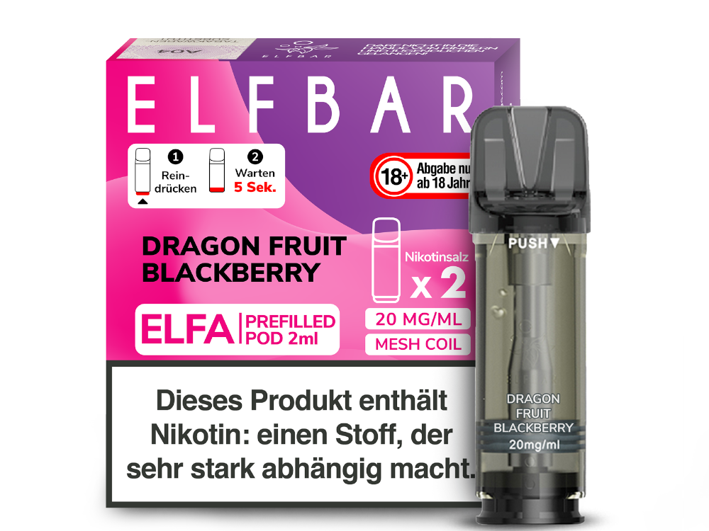Elfbar - Elfa Pod Dragon Fruit Blackberry 20 mg/ml (2 Stück pro Packung) 400er Packung