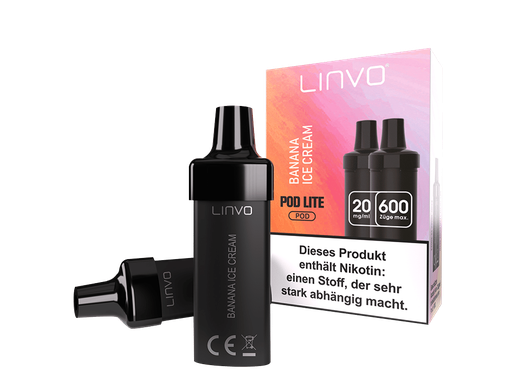 [LBEWPL20-BC-K] Linvo - Pod Lite Cartridge Banana Ice Cream 20 mg/ml (2 Stück pro Packung) 300er Packung