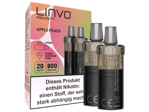 [LBEWPLP20-AP] Linvo - Pod Lite Plus Cartridge Apple Peach 20 mg/ml (2 Stück pro Packung)