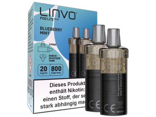[LBEWPLP20-BM-H] Linvo - Pod Lite Plus Cartridge Blueberry Mint 20 mg/ml (2 Stück pro Packung) 10er Packung