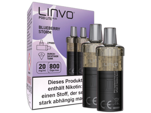 [LBEWPLP20-BS-K] Linvo - Pod Lite Plus Cartridge Blueberry Storm 20 mg/ml (2 Stück pro Packung) 300er Packung
