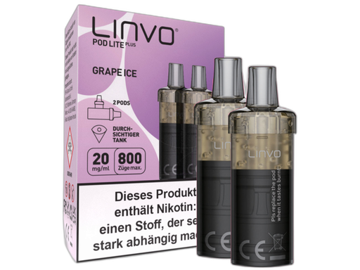 [LBEWPLP20-GI] Linvo - Pod Lite Plus Cartridge Grape Ice 20 mg/ml (2 Stück pro Packung)