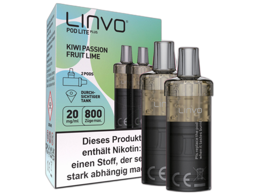 [LBEWPLP20-KP-K] Linvo - Pod Lite Plus Cartridge Kiwi Passion Fruit Lime 20 mg/ml (2 Stück pro Packung) 300er Packung